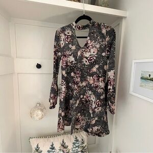 Floral Bell Sleeve Tie Back Mini Dress- Alta